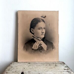 Antique Victorian Woman Portrait Print on Canvas 20x16 Framed